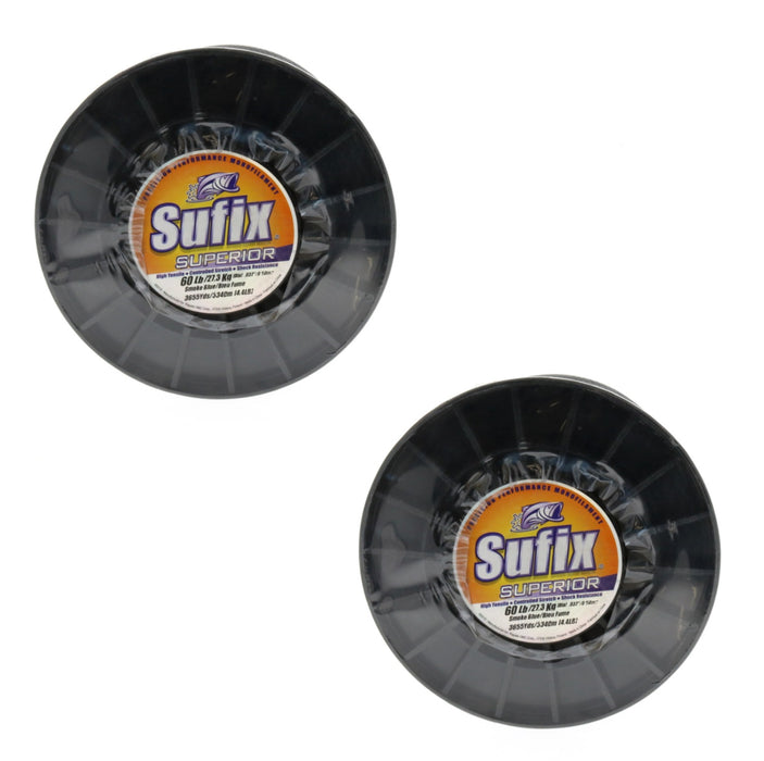 Sufix #649-060 Superior Monofilament Fishing Line 60lbs 3655yds Smoke Blue ~ 2-Pack