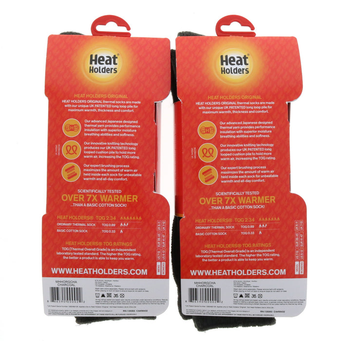 Heat Holders #MHHORGCHA Original Thermal Socks Charcoal ~ 2-Pack