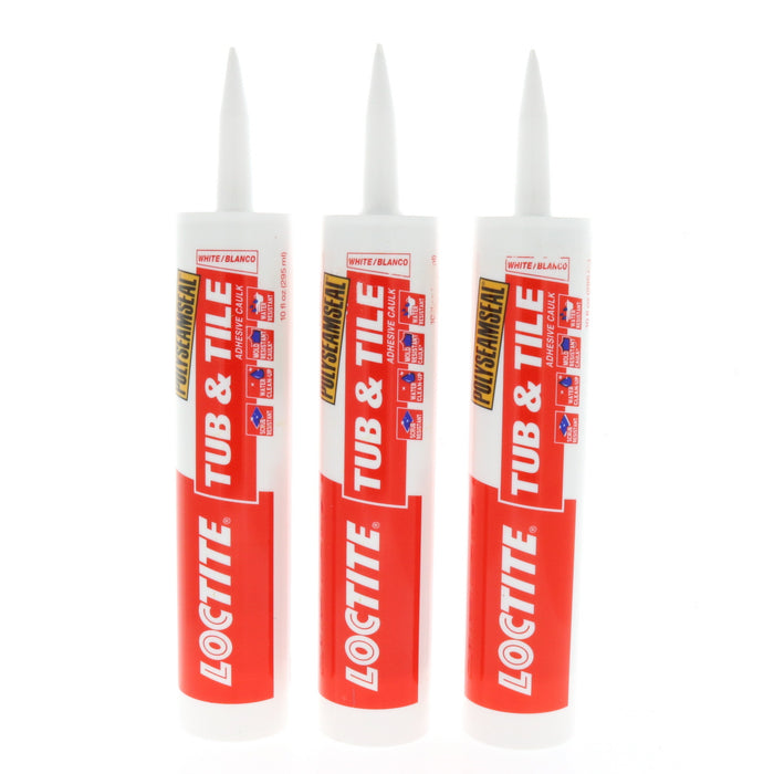 Loctite Polyseamseal White Acrylic Latex Tub and Tile Adhesive Caulk 10 oz ~ 3-Pack