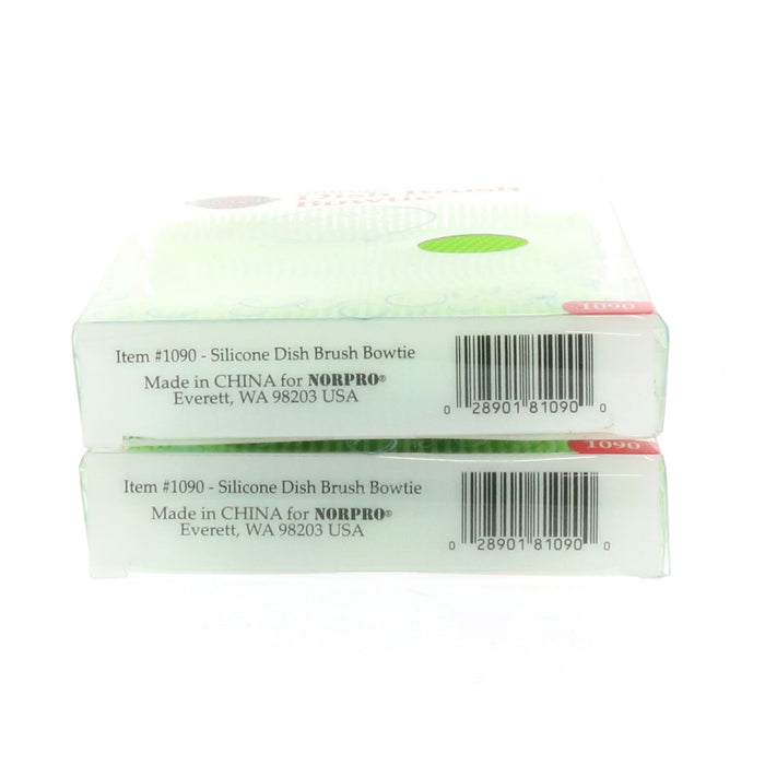 Norpro #1090 Silicone Dish Brush Bowtie Green ~ 2-Pack