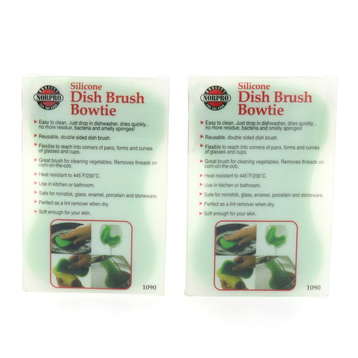 Norpro #1090 Silicone Dish Brush Bowtie Green ~ 2-Pack