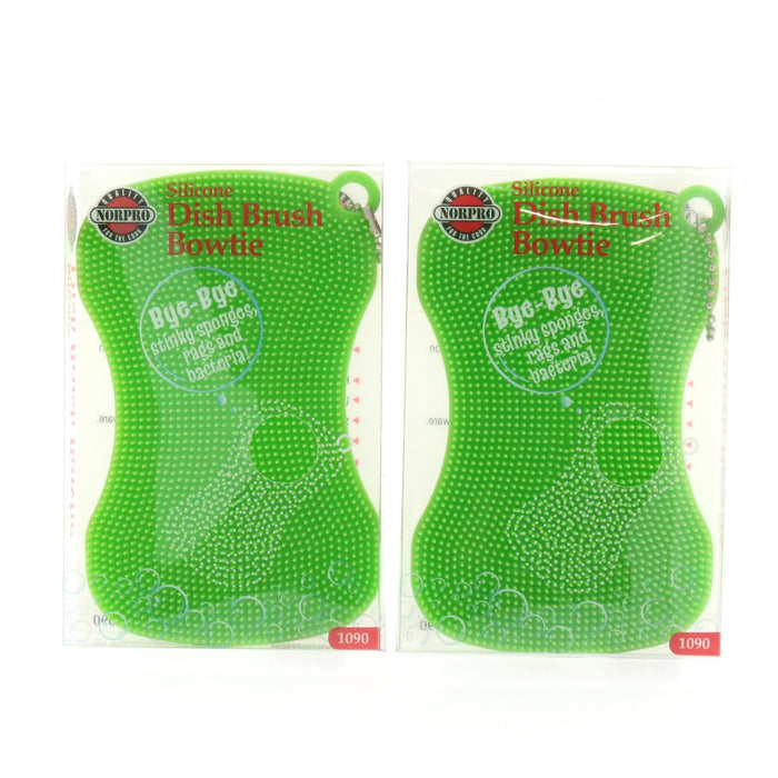 Norpro #1090 Silicone Dish Brush Bowtie Green ~ 2-Pack