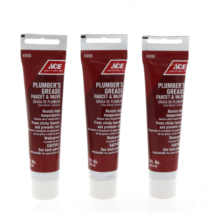 Ace Hardware #050055-48 Waterproof Plumber's Grease 1 oz Tube ~ 3-Pack