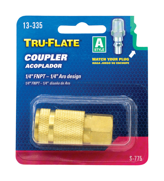 Tru-Flate #TRFL13335 Brass Air Coupler 1/4 in. Female ~ 3-Pack