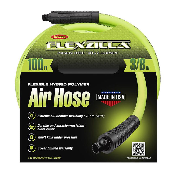 Flexzilla #HFZ38100YW2 100 ft. L X 3/8 in. D Hybrid Polymer Air Hose 300 psi Zilla Green