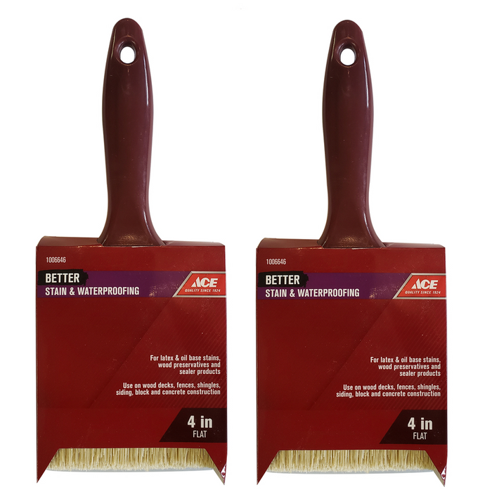 Ace Better #ACE 3121-4 4 in. Flat Stain Brush ~ 2-Pack