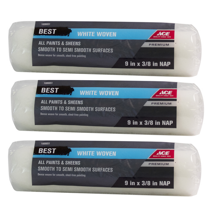 Ace Best #ACE RC 101 0900 Woven 9 in. Wide X 3/8 in. Paint Roller Cover ~ 3-Pack