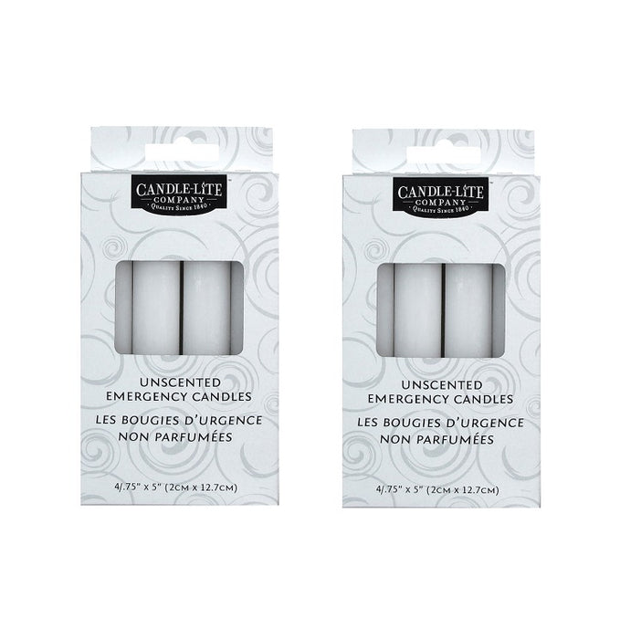 Candle-Lite #4432595 White Unscented  8 Hr Household Emergency Candles ~ 2-Pack ~ 8 Candles Total