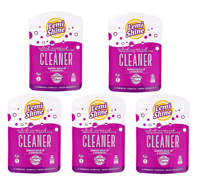 Lemi Shine #030218010 Lemon Scent Washing Machine Cleaner Powder ~ 5-Pack