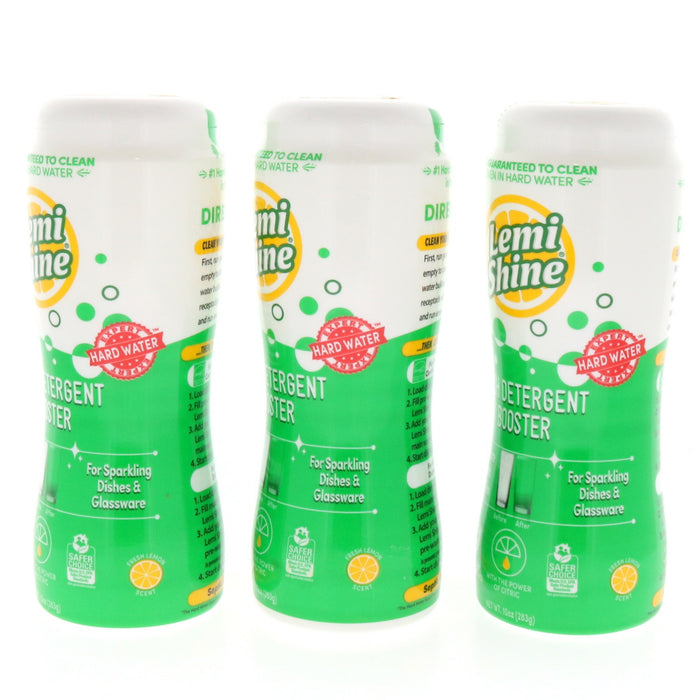 Lemi Shine Citrus Scent Powder Dishwasher Booster ~ 3-Pack ~ 30 oz Total