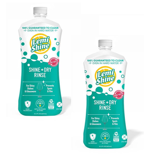 Lemi Shine #020121006 Lemon Scent Liquid Dishwasher Rinse Aid ~ 2-Pack ~ 42 oz Total