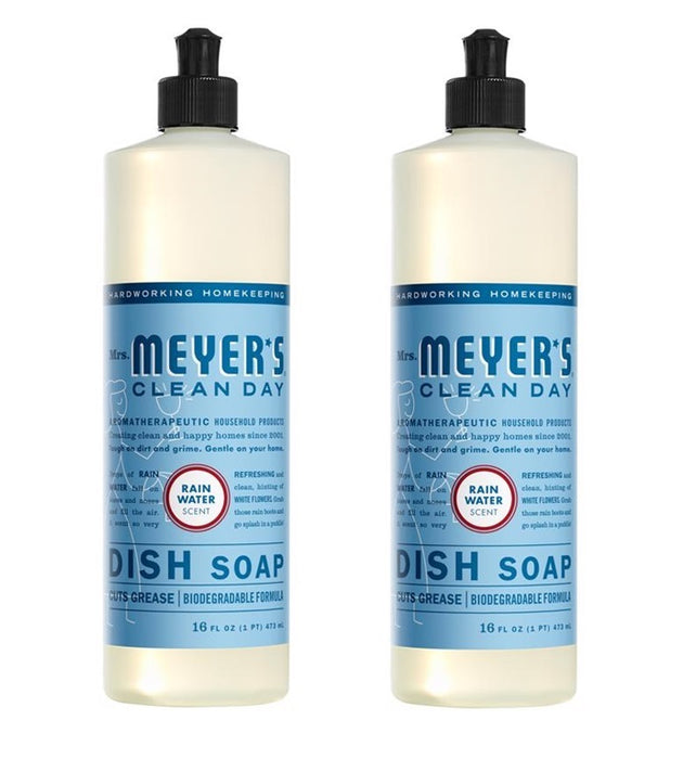 Mrs. Meyer's Clean Day Refreshing Rain Scent Liquid Dish Soap 2-Pack ~ 32 oz Total