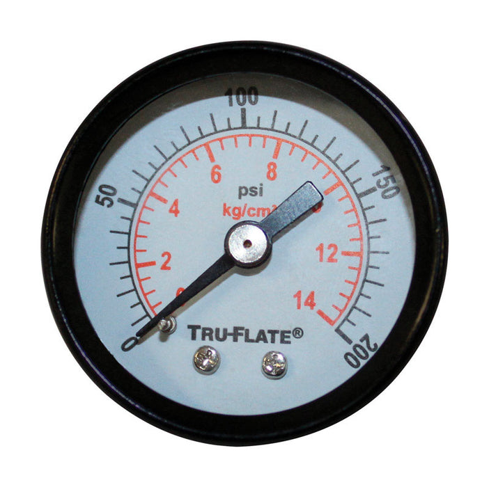 Tru-Flate #24801 Plastic/Steel Mini Air Line Rugged Gauge 1/8 in. NPT 200 psi 1 pc