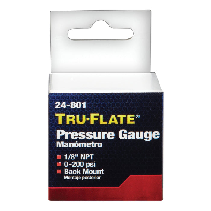 Tru-Flate #24801 Plastic/Steel Mini Air Line Rugged Gauge 1/8 in. NPT 200 psi 1 pc