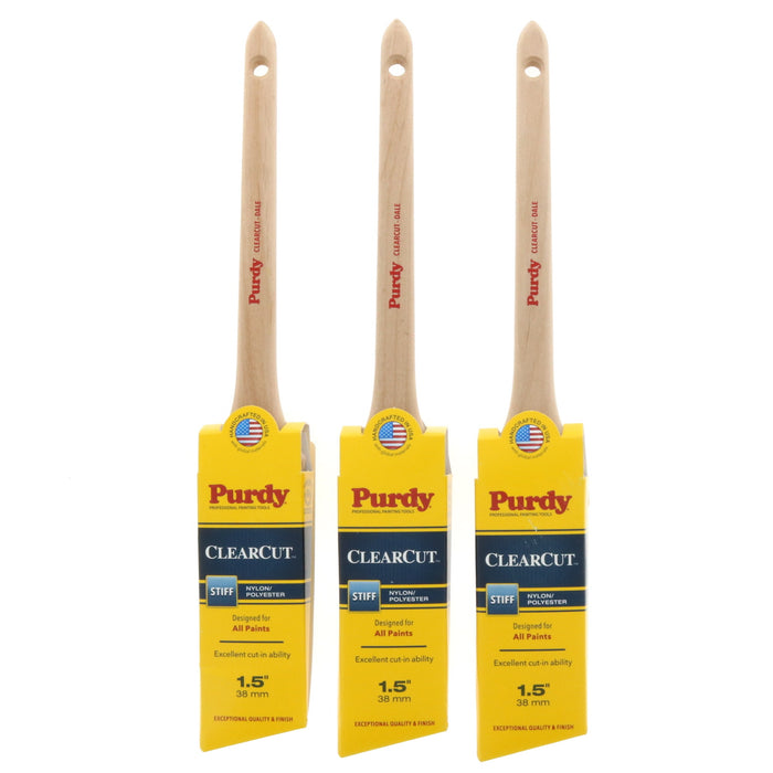 Purdy #144080115 Clearcut Dale 1-1/2" Stiff Angle Trim Paint Brush ~ 3-Pack