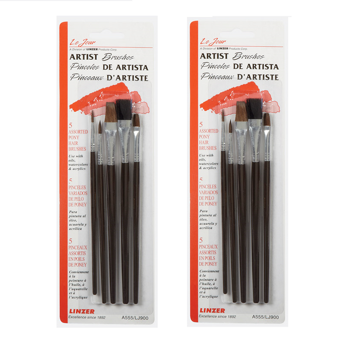 Linzer #A555 Assorted Artist Paint Brush Set ~ 2-Pack ~ 10-Piece Set
