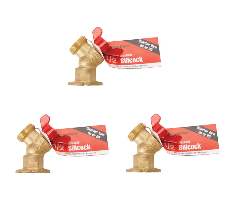 Homewerks #VSCQTRB3 1/2 in. FIP X 3/4 in. MHT Brass Sillcock Valve ~ 3-Pack