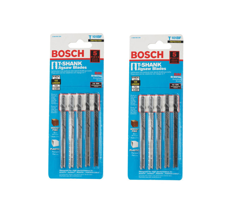 Bosch #T101BF 4 in. Bi-Metal T-Shank Jig Saw Blade 10 TPI ~ 2-Pack ~ 10 Jig Saw Blades Total