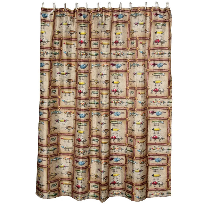 Rivers Edge #760 Antique Lure Shower Curtain Fishing