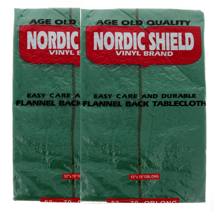 Nordic Shield Vinyl Brand Table Cloth 52"x70" Oblong Green ~ 2-Pack