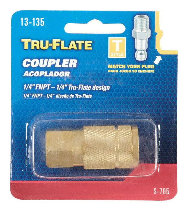 Tru-Flate #TRFL13135 Brass Quick Change Coupler 1/4 in. FPT ~ 3-Pack