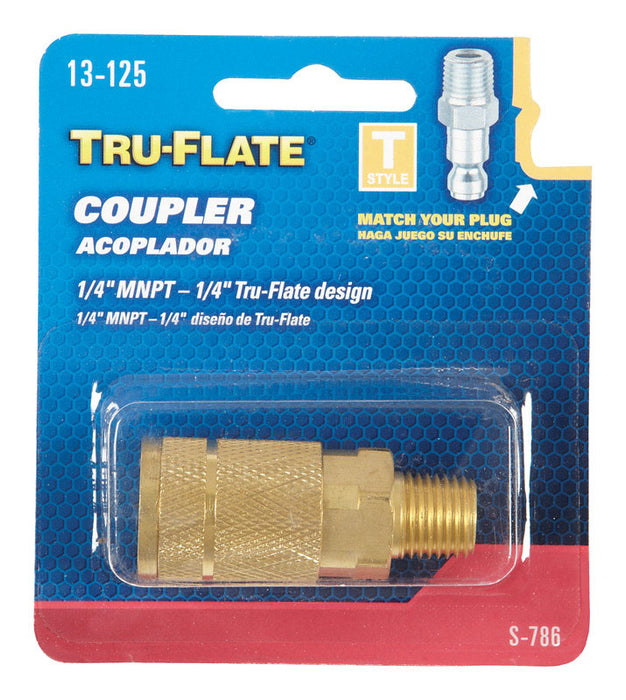 Tru-Flate #TRFL13125 Brass Quick Change Coupler 1/4 in. Male ~ 3-Pack