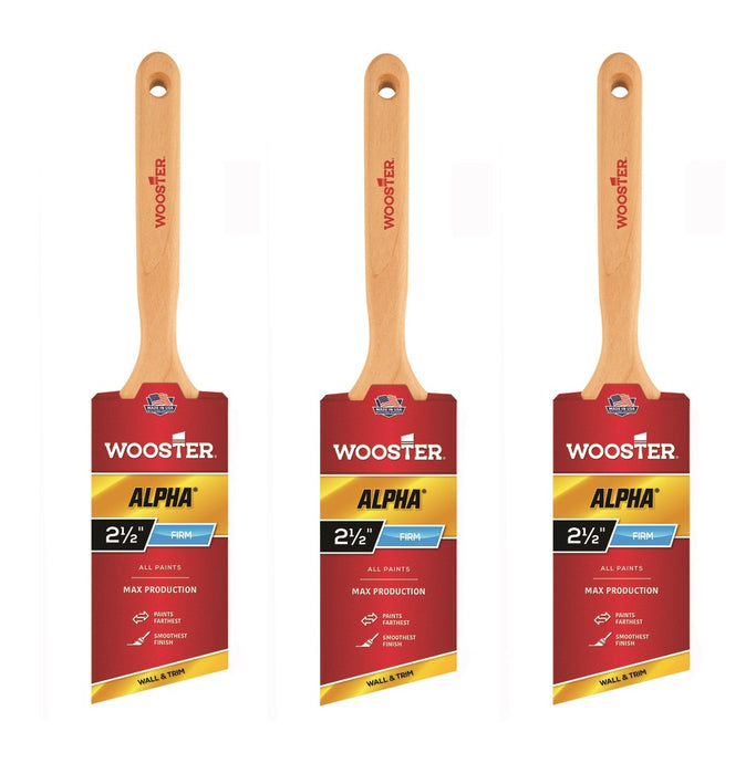 Wooster #4231-2 1/2 Alpha 2-1/2" Angle Paint Brush ~ 3-Pack