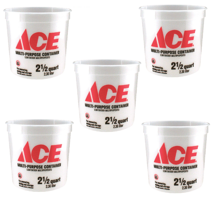 Ace #2-5QA5MM100 Clear 2.5 qt Bucket ~ 5-Pack