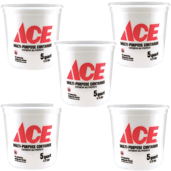 Ace #05QA10MM050 Clear 5 qt Bucket ~ 5-Pack