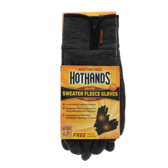 Hot Hands #HHGGXL Heated Sweater Fleece Gloves Gray L/XL
