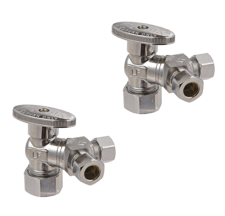 Ace Hardware #ACE2903VLF 5/8 in. Compression X 3/8 in. Compression Brass Dual Shut-Off Valve ~ 2-Pack