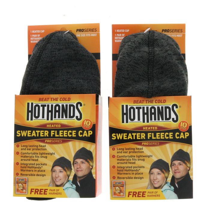 Hot Hands #HHGC Pro Series Heated Sweater Fleece Cap Gray ~ 2-Pack