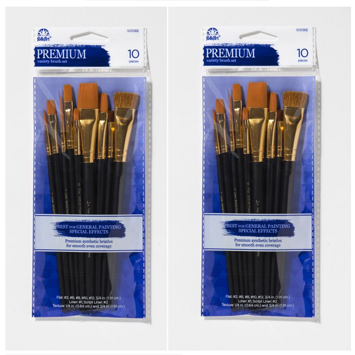 Plaid FolkArt #50536E Flat Paint Brush Set ~ 2-Pack