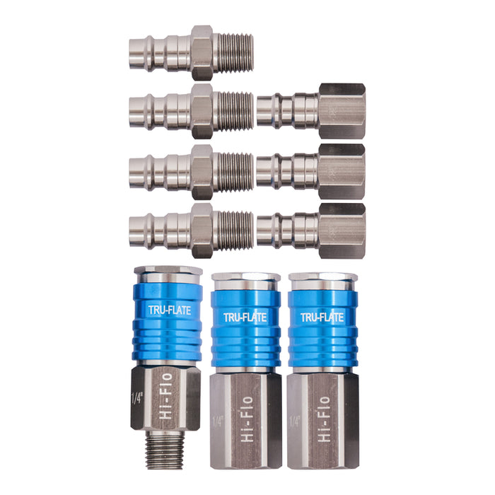 Tru-Flate #TRFL13907 HI FLO Aluminum Air Coupler and Plug Set 1/4 in. Female 10 pc