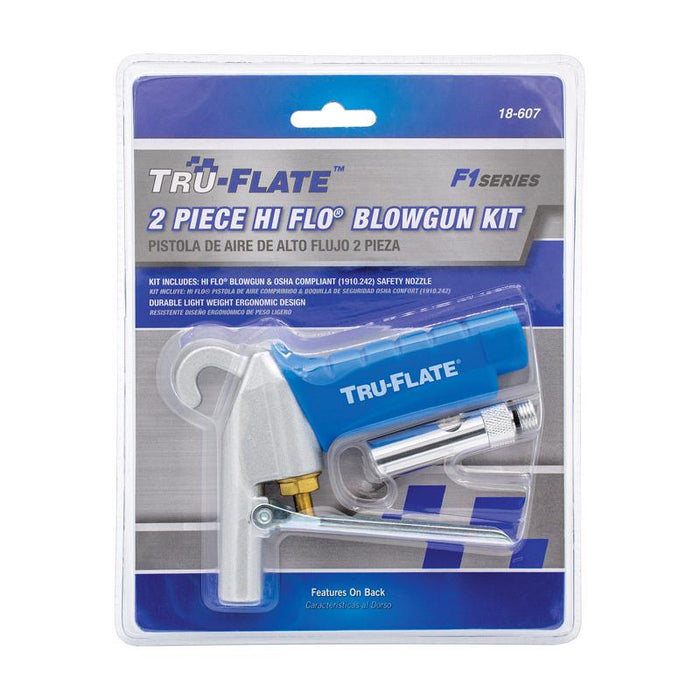 Tru-Flate #TRFL18607 HI FLO Aluminum Air Blow Gun Kit 1/4 in. FNPT 90 psi 2 pc