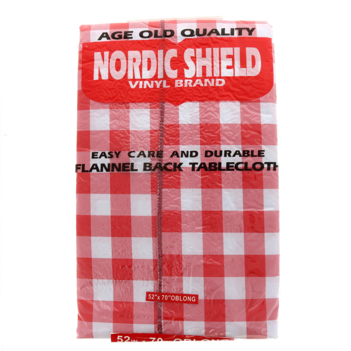 Nordic Shield Vinyl Brand Table Cloth 52"x70" Oblong Red/White Checkered ~ 2-Pack