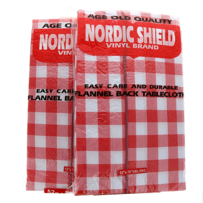 Nordic Shield Vinyl Brand Table Cloth 52"x70" Oblong Red/White Checkered ~ 2-Pack