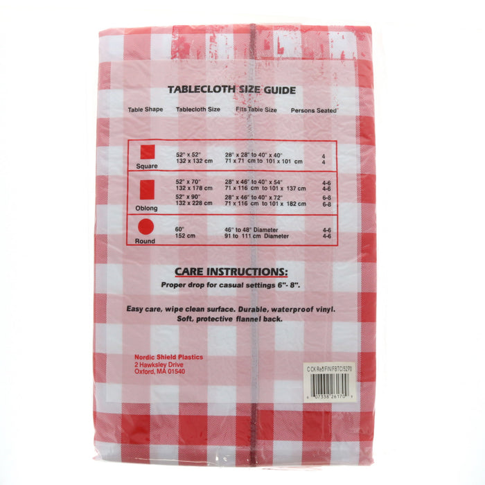 Nordic Shield Vinyl Brand Table Cloth 52"x70" Oblong Red/White Checkered ~ 2-Pack