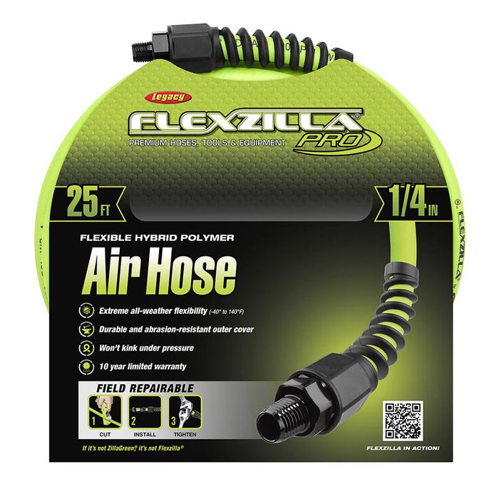 Flexzilla Pro #HFZP1425YW2 25 ft. L X 1/4 in. D Hybrid Polymer Air Hose 300 PSI