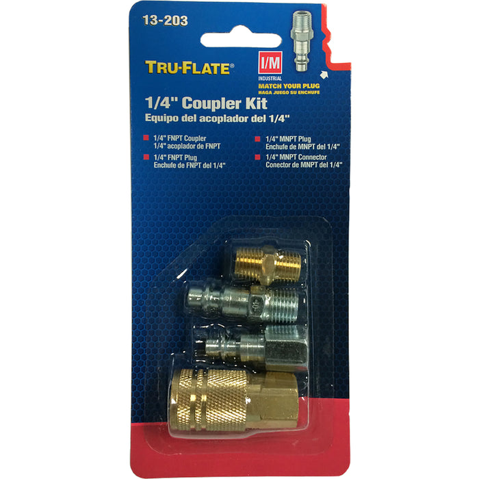 Tru-Flate Brass/Steel Air Coupler and Plug Set 1/4 in. Female 4 pc ~ 3-Pack ~ 12 Total