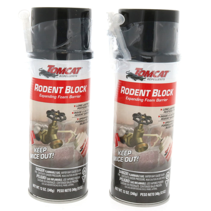 Tomcat Rodent Block Pest Control Foam For Mice 12 oz ~ 2-Pack