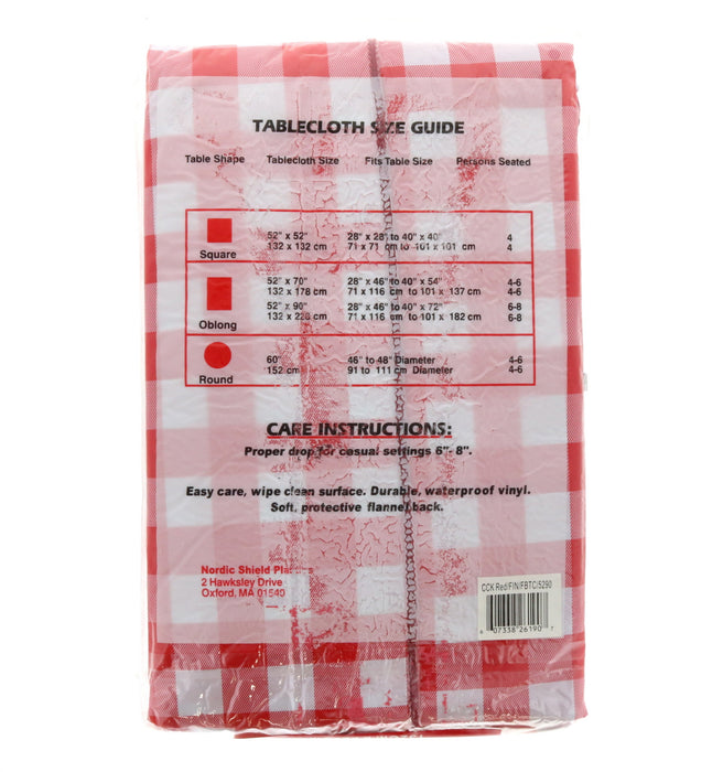 Nordic Shield Vinyl Brand Table Cloth 52"x90" Oblong Checkered Red & White~ 2-Pack