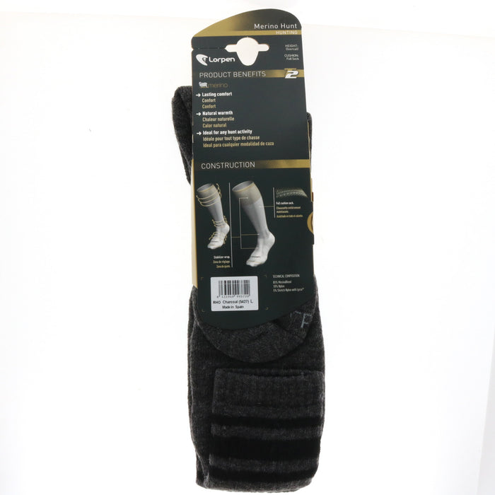 Lorpen # RHO Charcoal (5427) L Merino Hunt Socks Large Over the Calf Charcoal