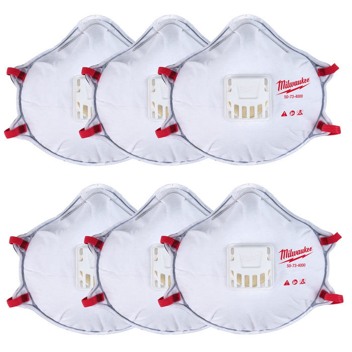 Milwaukee #2006711 N95 Multi-Purpose Respirator with Gasket Valve White ~ 2-Pack ~ 6 Masks Total