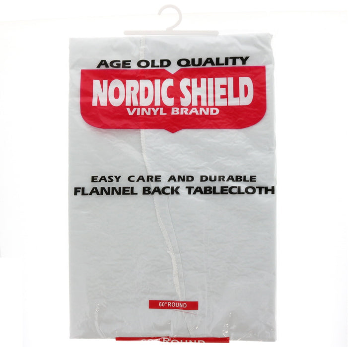 Nordic Shield Vinyl Table Cloth 60" Round White ~ 2-Pack