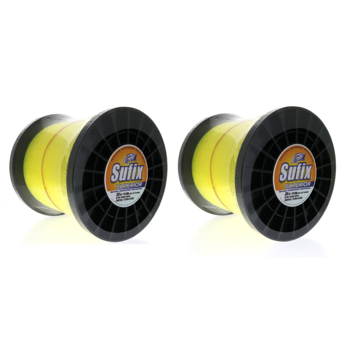 Sufix #650-130 Superior Monofilament Fishing Line 30lbs 7895yds Hi-Vis Yellow ~ 2-Pack