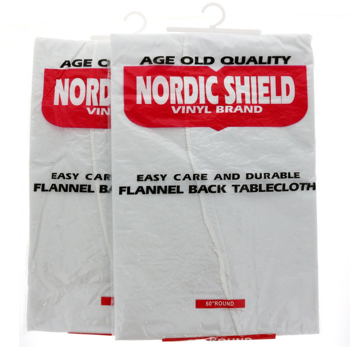 Nordic Shield Vinyl Table Cloth 60" Round White ~ 2-Pack