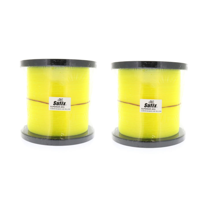 Sufix #650-130 Superior Monofilament Fishing Line 30lbs 7895yds Hi-Vis Yellow ~ 2-Pack