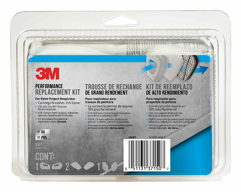 3M #6023P1-DCP95 Paint Project Respirator Supply Kit 6000 & 7000 Gray ~ 8-Piece