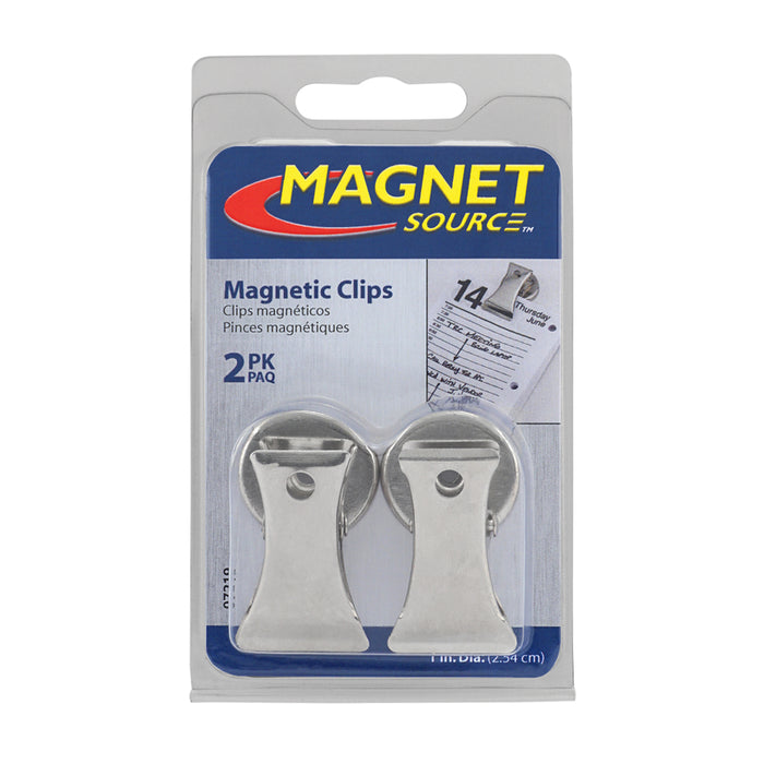 Magnet Source #07219 1.8 in. L X 1 in. W Silver Clip Magnetic Clips 3 lb. pull 2 pc ~ 6-Pack